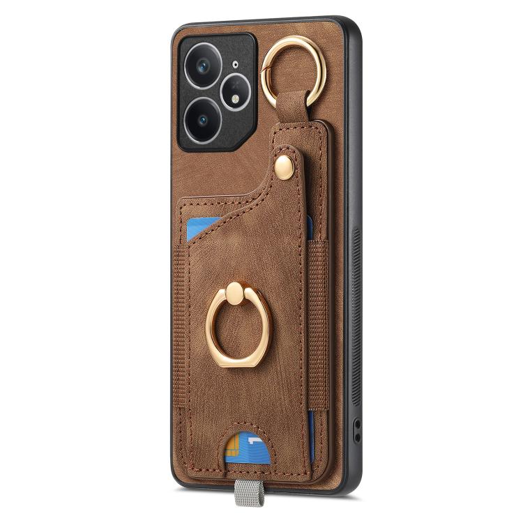 For Realme Neo 7 Retro Skin-feel Ring Card Bag Phone Case with Hang Loop