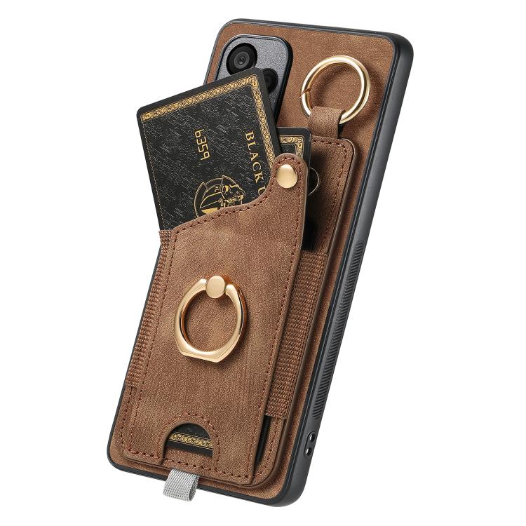 For Realme Neo 7 Retro Skin-feel Ring Card Bag Phone Case with Hang Loop