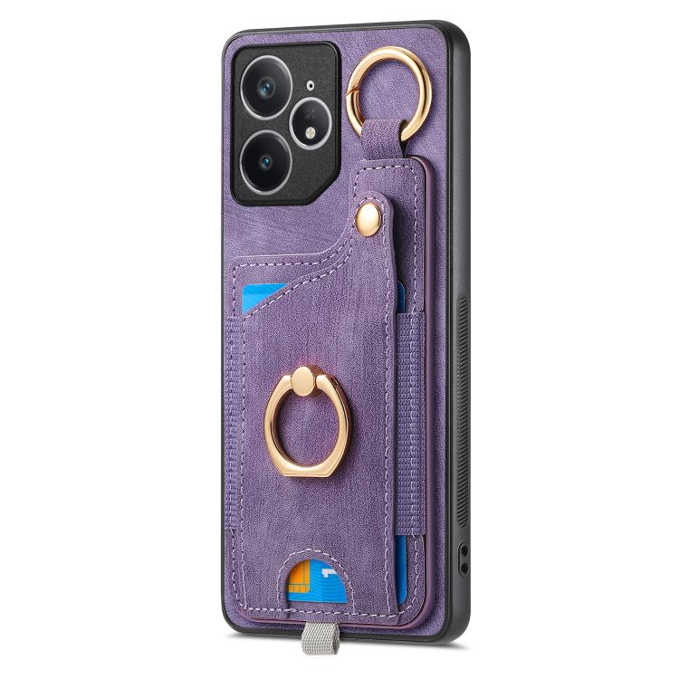 For Realme Neo 7 Retro Skin-feel Ring Card Bag Phone Case with Hang Loop