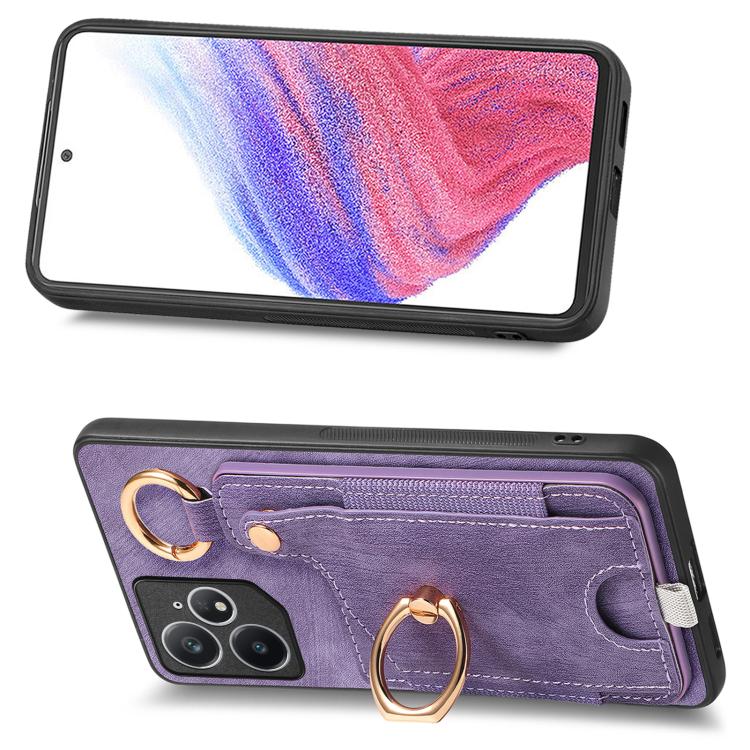 For Realme Neo 7 Retro Skin-feel Ring Card Bag Phone Case with Hang Loop