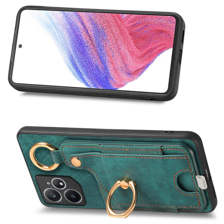 For Realme Neo 7 Retro Skin-feel Ring Card Bag Phone Case with Hang Loop