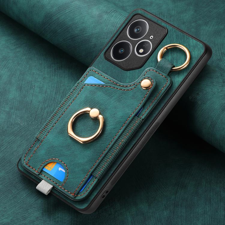 For Realme Neo 7 Retro Skin-feel Ring Card Bag Phone Case with Hang Loop
