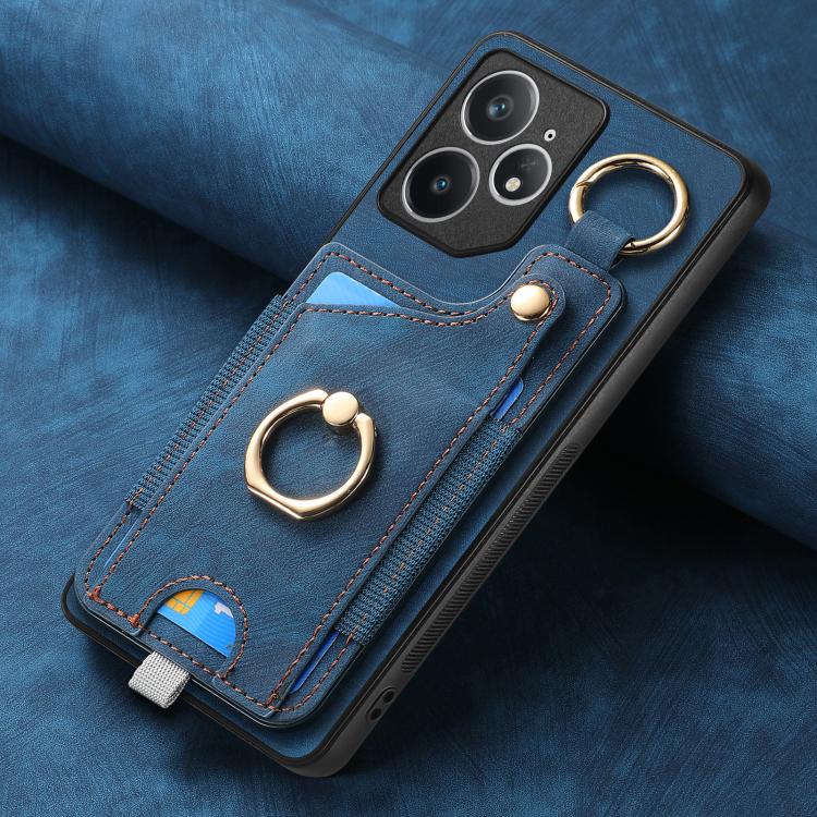 For Realme Neo 7 Retro Skin-feel Ring Card Bag Phone Case with Hang Loop