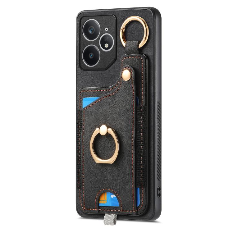 For Realme Neo 7 Retro Skin-feel Ring Card Bag Phone Case with Hang Loop