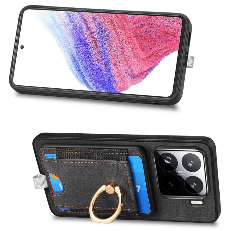 For Xiaomi 15 Retro Splitable Magnetic Card Bag Leather Phone Case