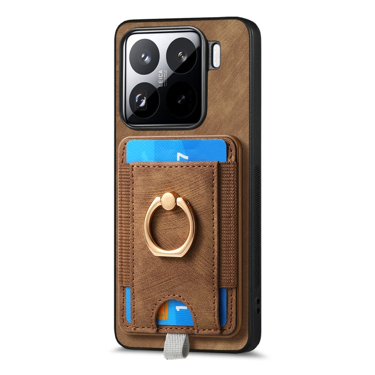 For Xiaomi 15 Retro Splitable Magnetic Card Bag Leather Phone Case