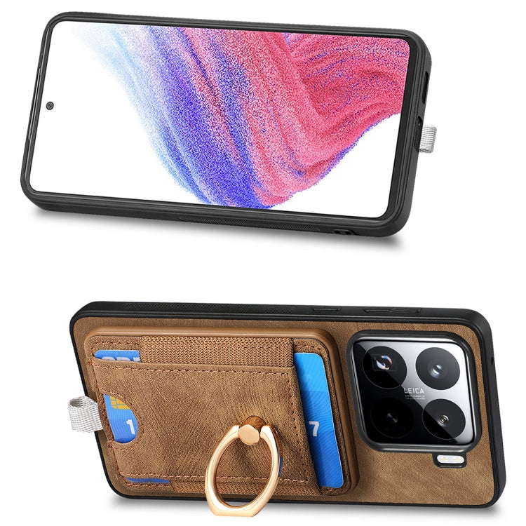 For Xiaomi 15 Retro Splitable Magnetic Card Bag Leather Phone Case