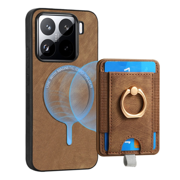 For Xiaomi 15 Retro Splitable Magnetic Card Bag Leather Phone Case
