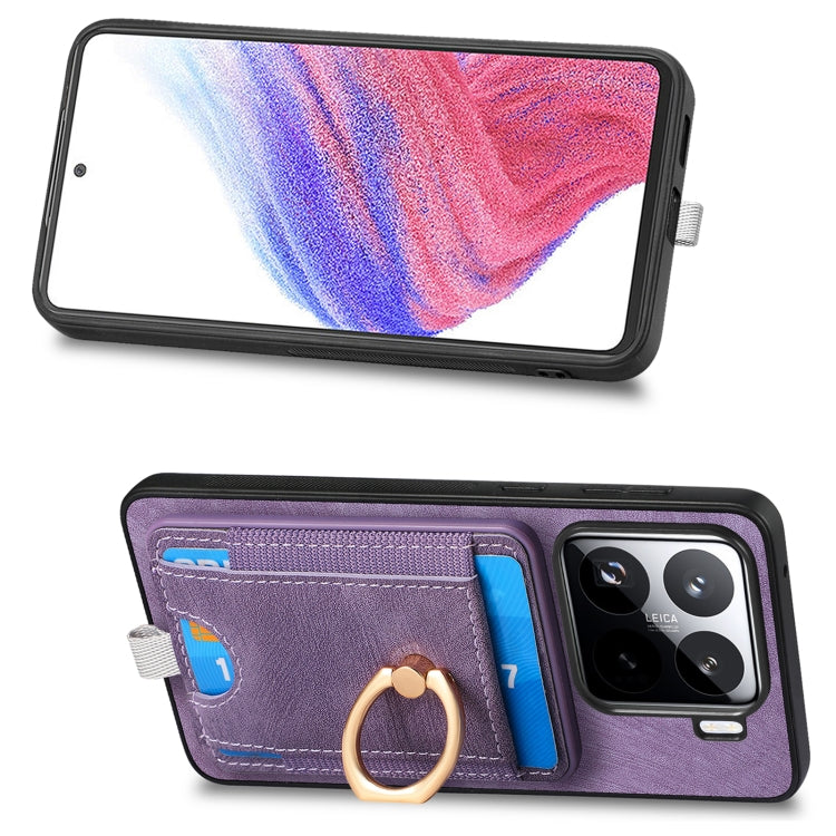 For Xiaomi 15 Retro Splitable Magnetic Card Bag Leather Phone Case