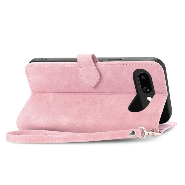 For Google Pixel 9a Embossed Flower Zipper Leather Phone Case