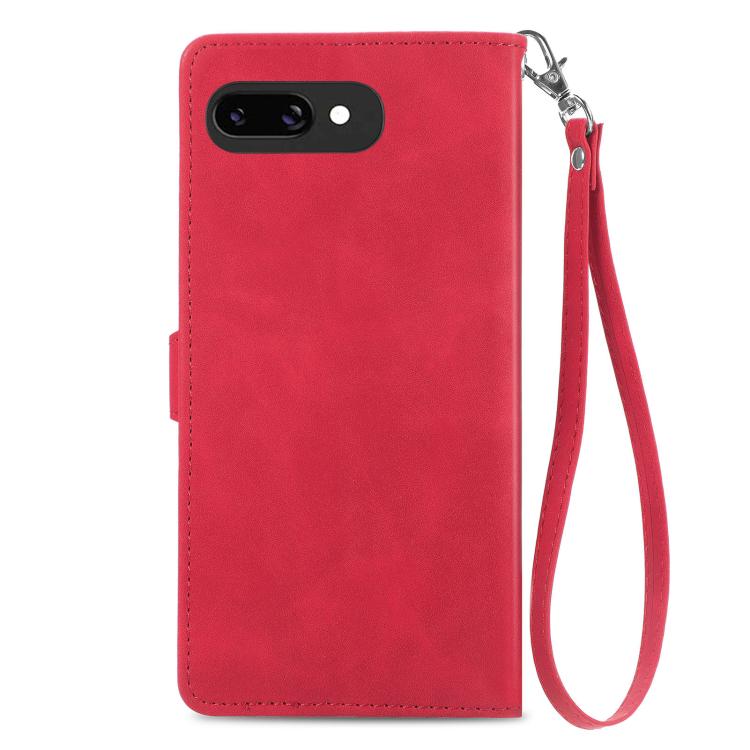 For Google Pixel 9a Embossed Flower Zipper Leather Phone Case