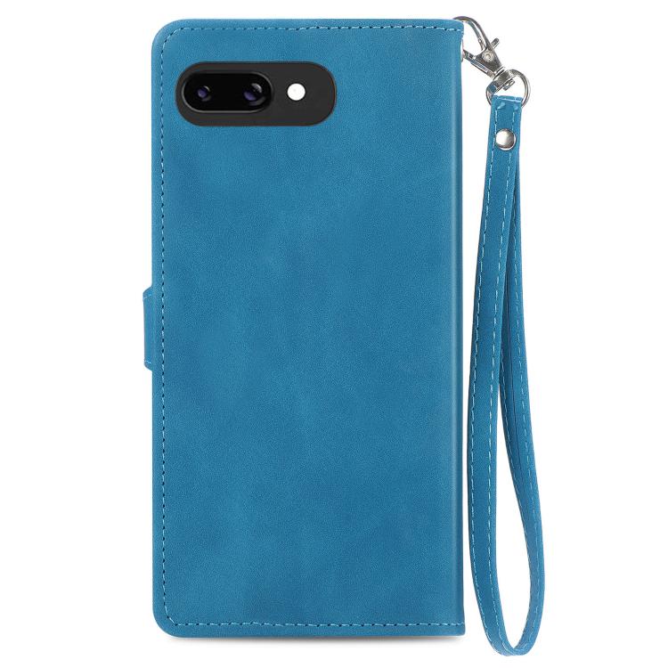 For Google Pixel 9a Embossed Flower Zipper Leather Phone Case