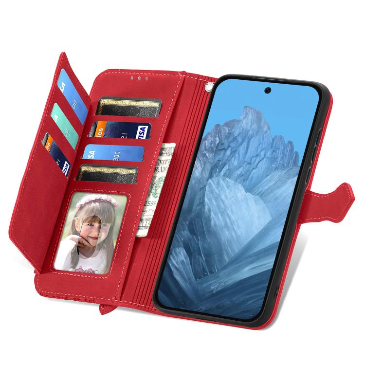 For Google Pixel 9 Pro XL Embossed Flower Zipper Leather Phone Case