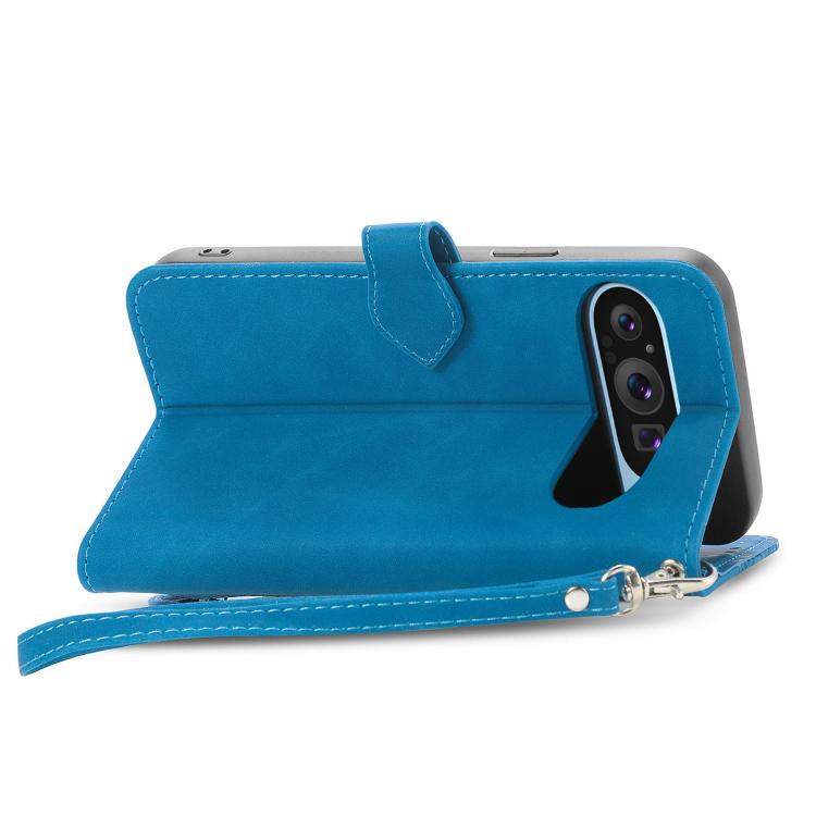 For Google Pixel 9 Pro XL Embossed Flower Zipper Leather Phone Case