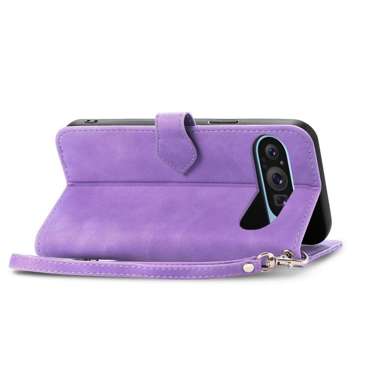 For Google Pixel 9 Pro XL Embossed Flower Zipper Leather Phone Case