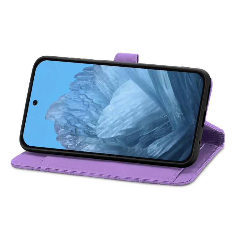 For Google Pixel 10 / 10 Pro Embossed Flower Zipper Leather Phone Case