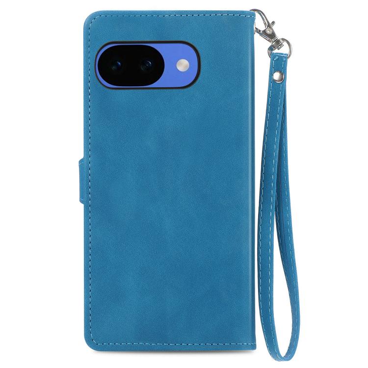 For Google Pixel 10a Embossed Flower Zipper Leather Phone Case