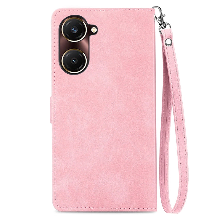 For vivo Y37 Embossed Flower Zipper Leather Phone Case