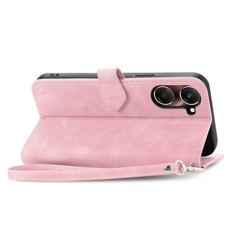 For vivo Y37 Embossed Flower Zipper Leather Phone Case
