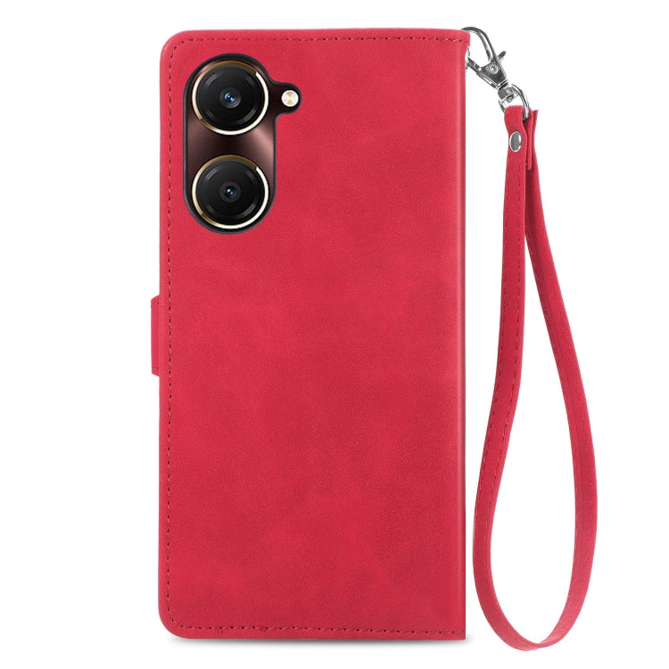 For vivo Y37 Embossed Flower Zipper Leather Phone Case