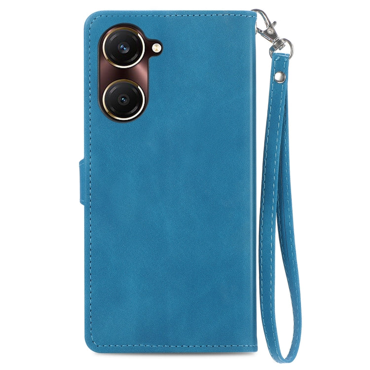 For vivo Y37 Embossed Flower Zipper Leather Phone Case