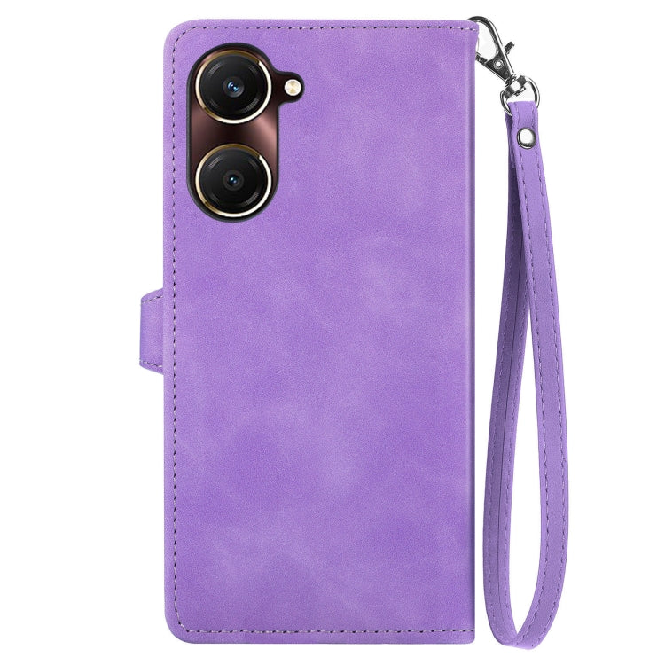 For vivo Y37 Embossed Flower Zipper Leather Phone Case