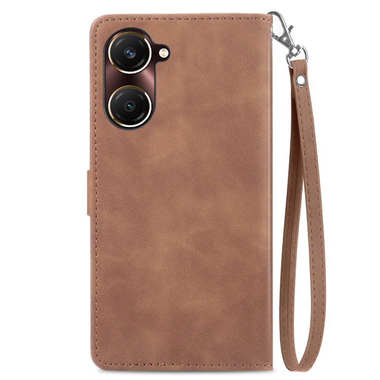 For vivo Y37 Embossed Flower Zipper Leather Phone Case