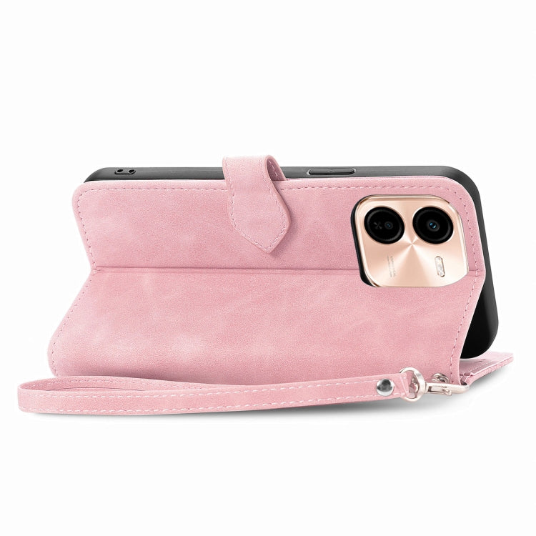 For vivo Y37 Pro Embossed Flower Zipper Leather Phone Case