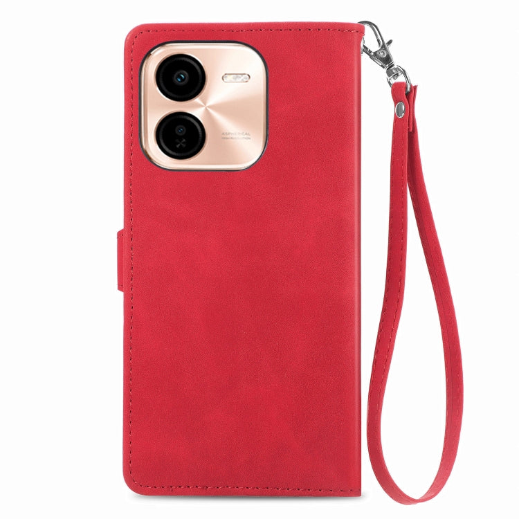 For vivo Y37 Pro Embossed Flower Zipper Leather Phone Case