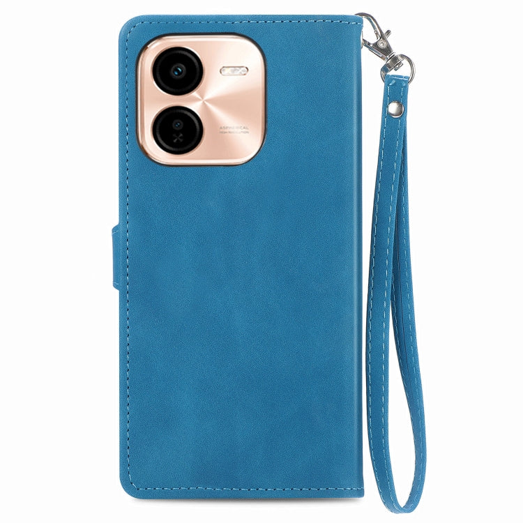 For vivo Y37 Pro Embossed Flower Zipper Leather Phone Case