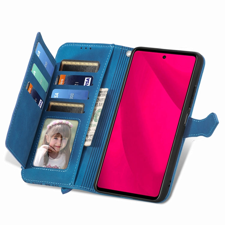 For vivo Y37 Pro Embossed Flower Zipper Leather Phone Case
