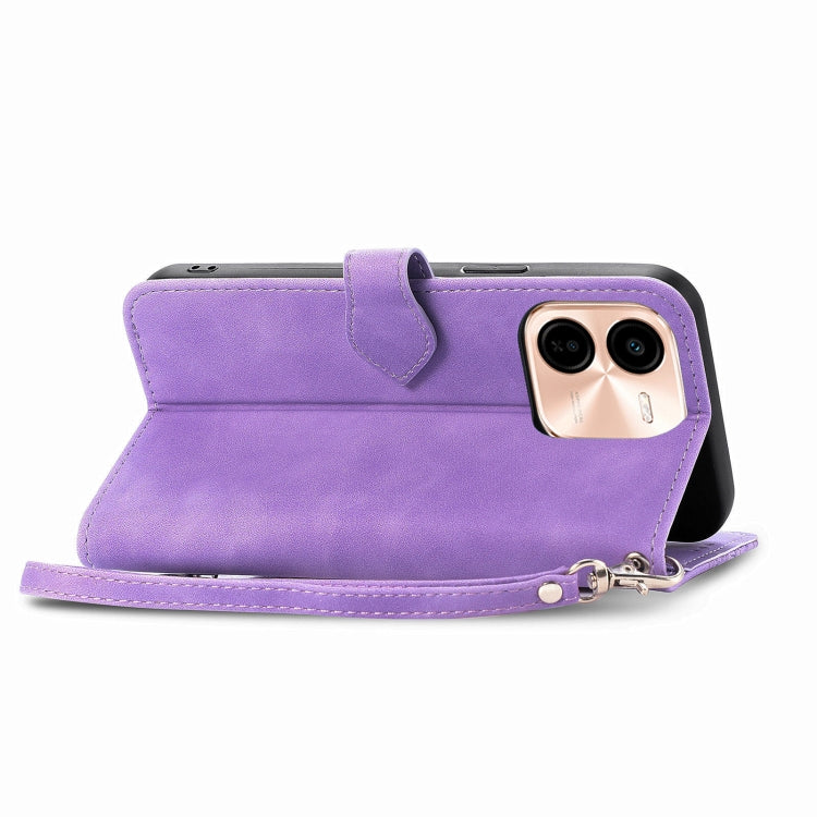 For vivo Y37 Pro Embossed Flower Zipper Leather Phone Case