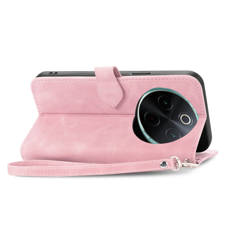 For vivo Y300 Pro Embossed Flower Zipper Leather Phone Case
