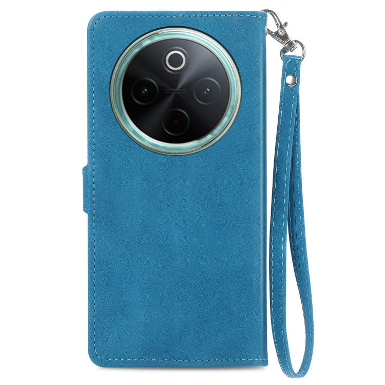 For vivo Y300 Pro Embossed Flower Zipper Leather Phone Case