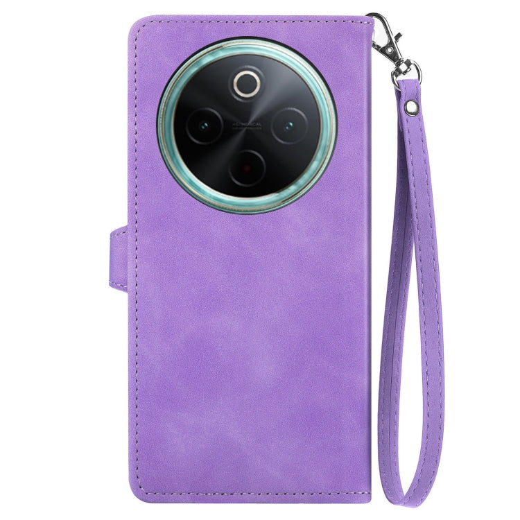 For vivo Y300 Pro Embossed Flower Zipper Leather Phone Case