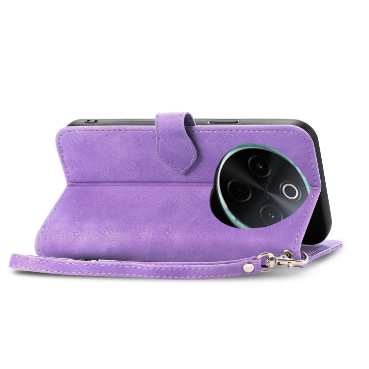 For vivo Y300 Pro Embossed Flower Zipper Leather Phone Case