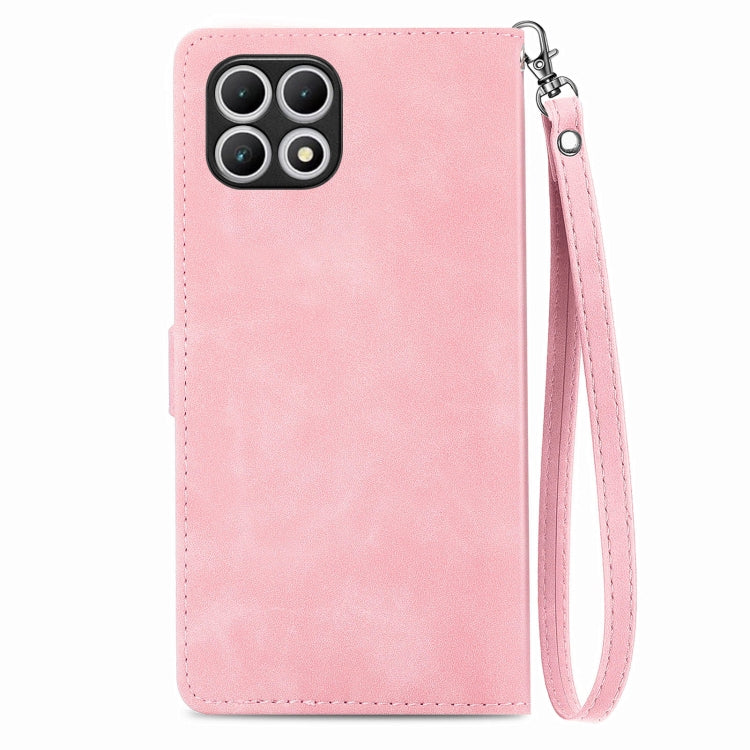 For T-Mobile T Phone 2 5G Embossed Flower Zipper Leather Phone Case