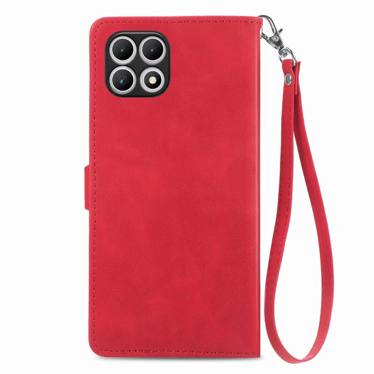 For T-Mobile T Phone 2 5G Embossed Flower Zipper Leather Phone Case