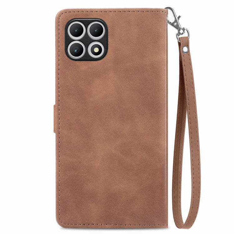 For T-Mobile REVVL 7 5G Embossed Flower Zipper Leather Phone Case