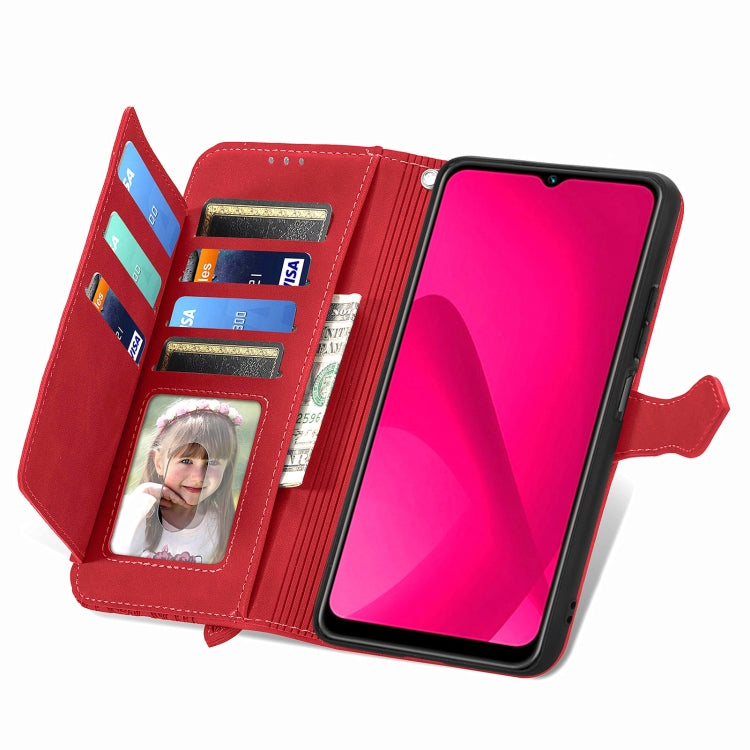 For T-Mobile REVVL 7 Pro 5G Embossed Flower Zipper Leather Phone Case