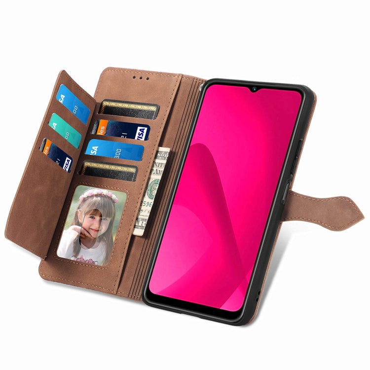 For T-Mobile REVVL 7 Pro 5G Embossed Flower Zipper Leather Phone Case