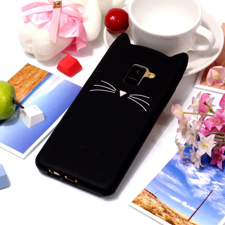 Lovely 3D Moustache Cat Soft Silicone Back Case for Galaxy A8 2018