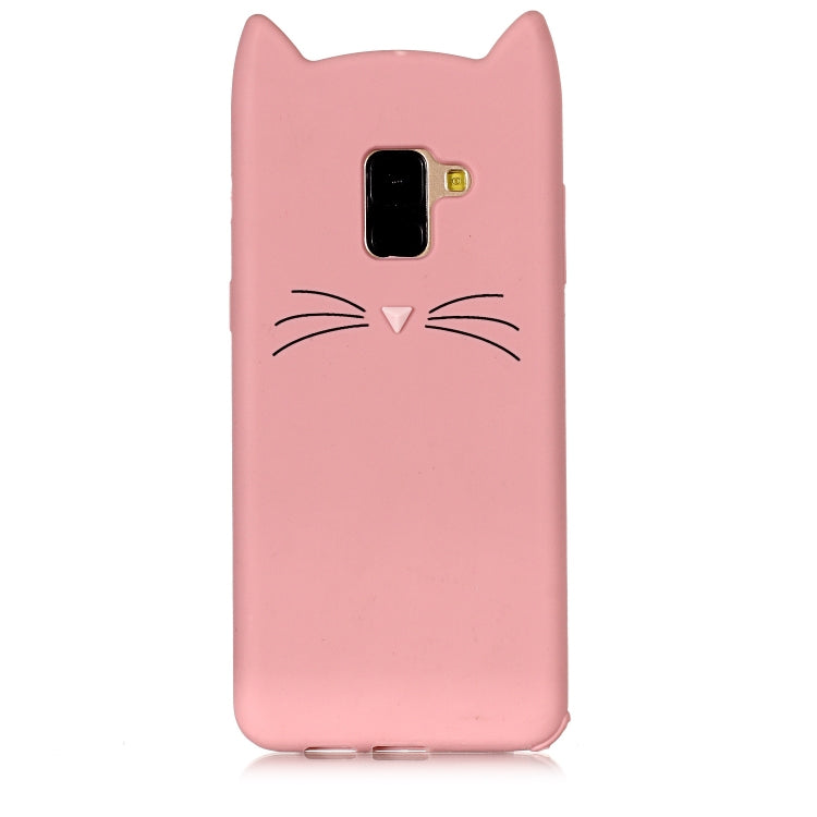 Lovely 3D Moustache Cat Soft Silicone Back Case for Galaxy A8 2018