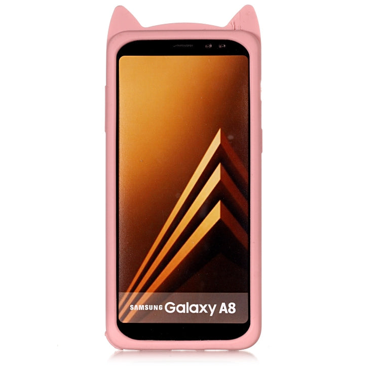 Lovely 3D Moustache Cat Soft Silicone Back Case for Galaxy A8 2018