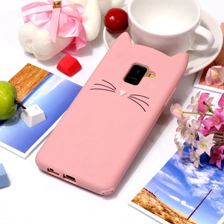 Lovely 3D Moustache Cat Soft Silicone Back Case for Galaxy A8 2018