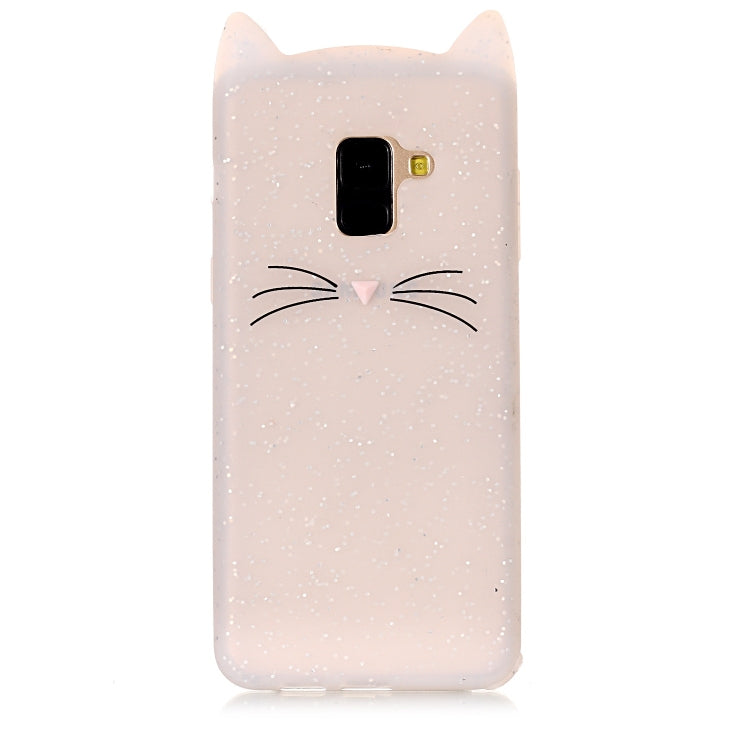 Lovely 3D Moustache Cat Soft Silicone Back Case for Galaxy A8 2018