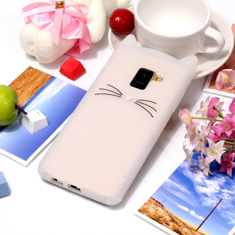 Lovely 3D Moustache Cat Soft Silicone Back Case for Galaxy A8 2018