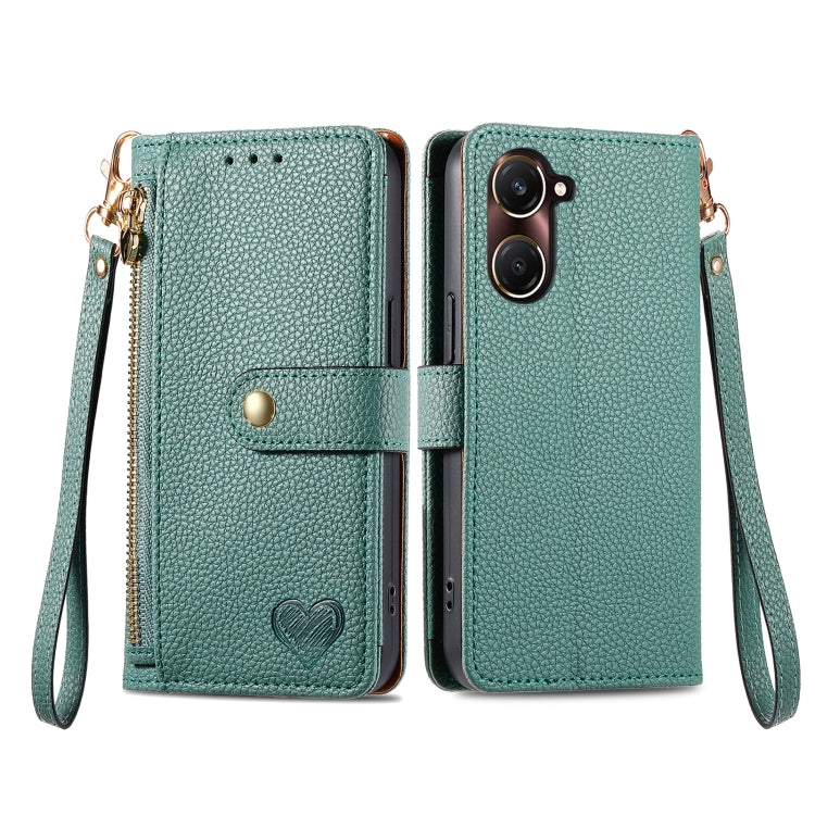 For vivo Y37 Love Zipper Lanyard Leather Phone Case