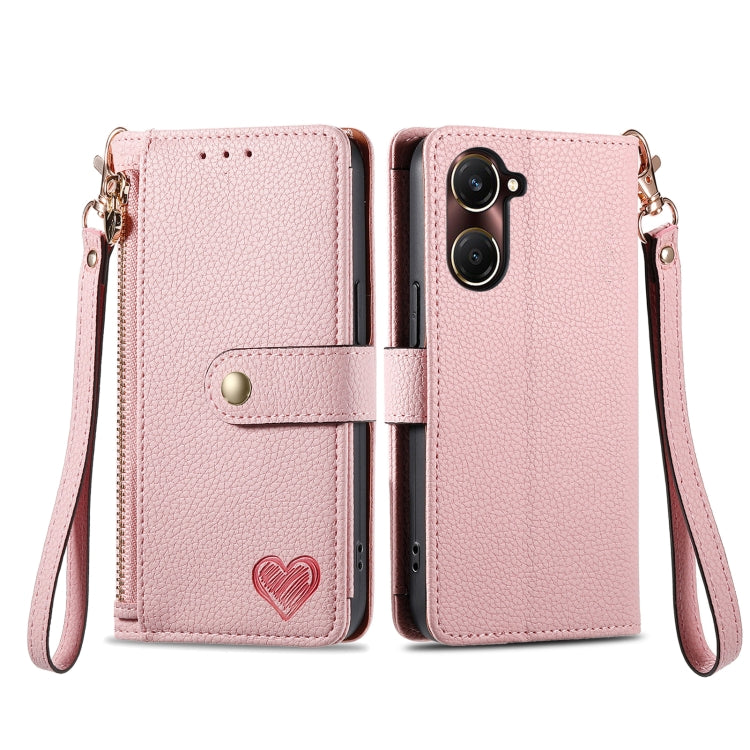 For vivo Y37 Love Zipper Lanyard Leather Phone Case