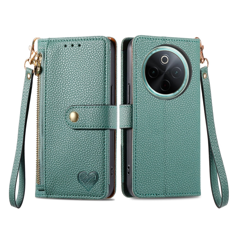 For vivo Y300 Pro Love Zipper Lanyard Leather Phone Case